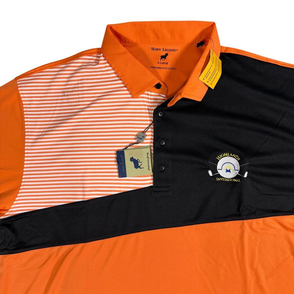 Horn Legend XL Golf Polo Highland Invitational Orange Performance NWT